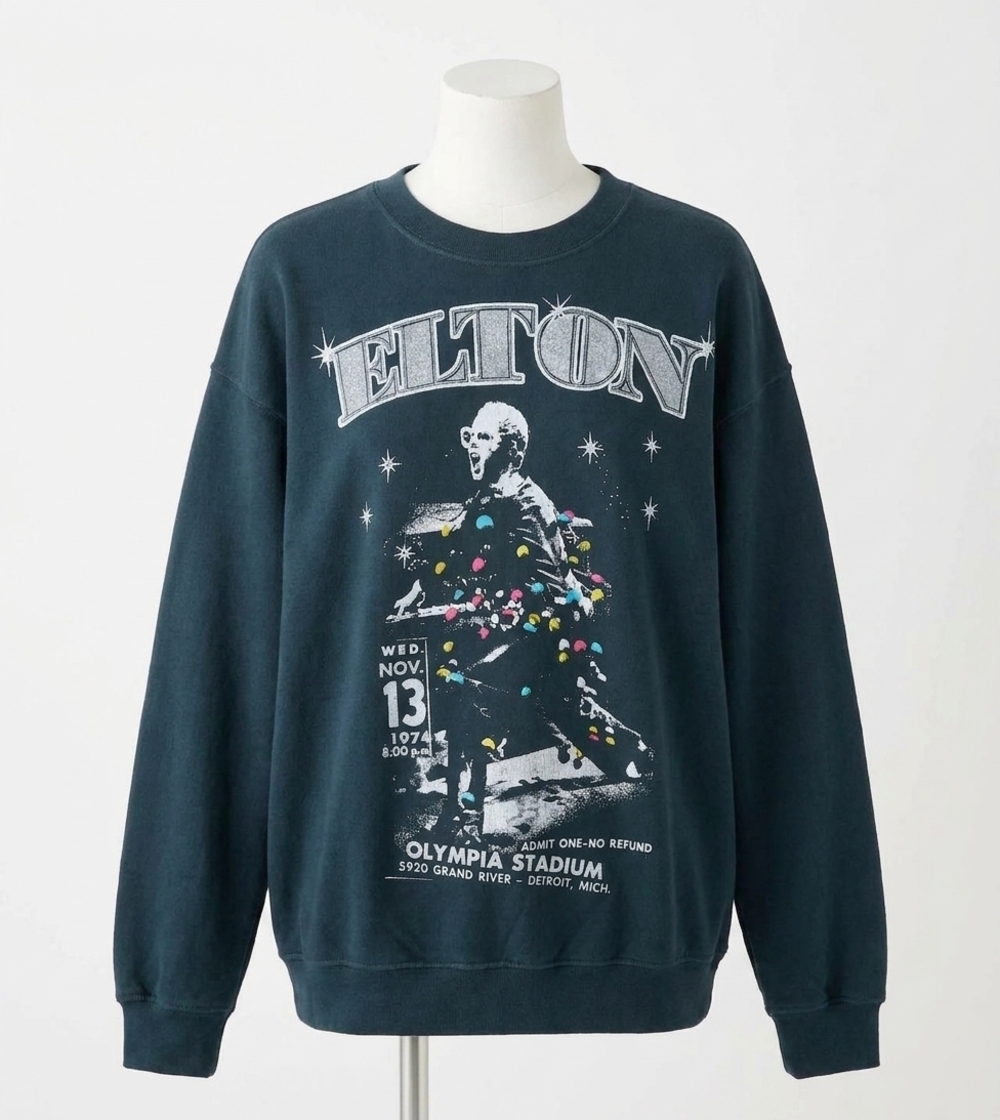 NEW DAYDREAMER elton john olympia stadium bf sweatshirt in vintage black